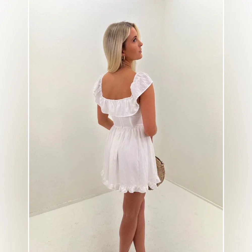 Francesca's Collections White Ruffle Mini Dress - Picture 2 of 2